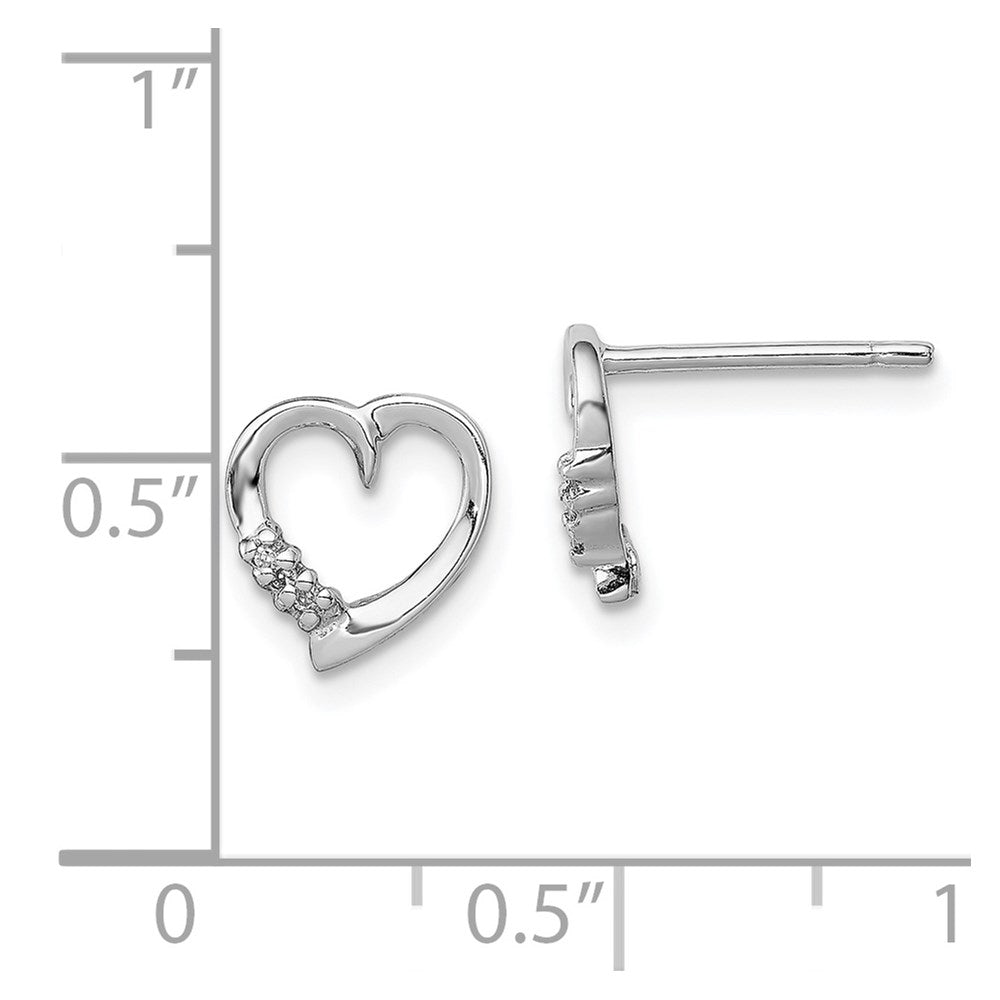 Sterlingsilber Rhodium Diamant Herz Ohrstecker
