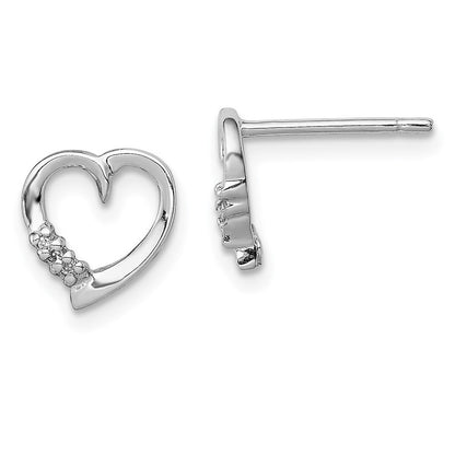 Sterlingsilber Rhodium Diamant Herz Ohrstecker