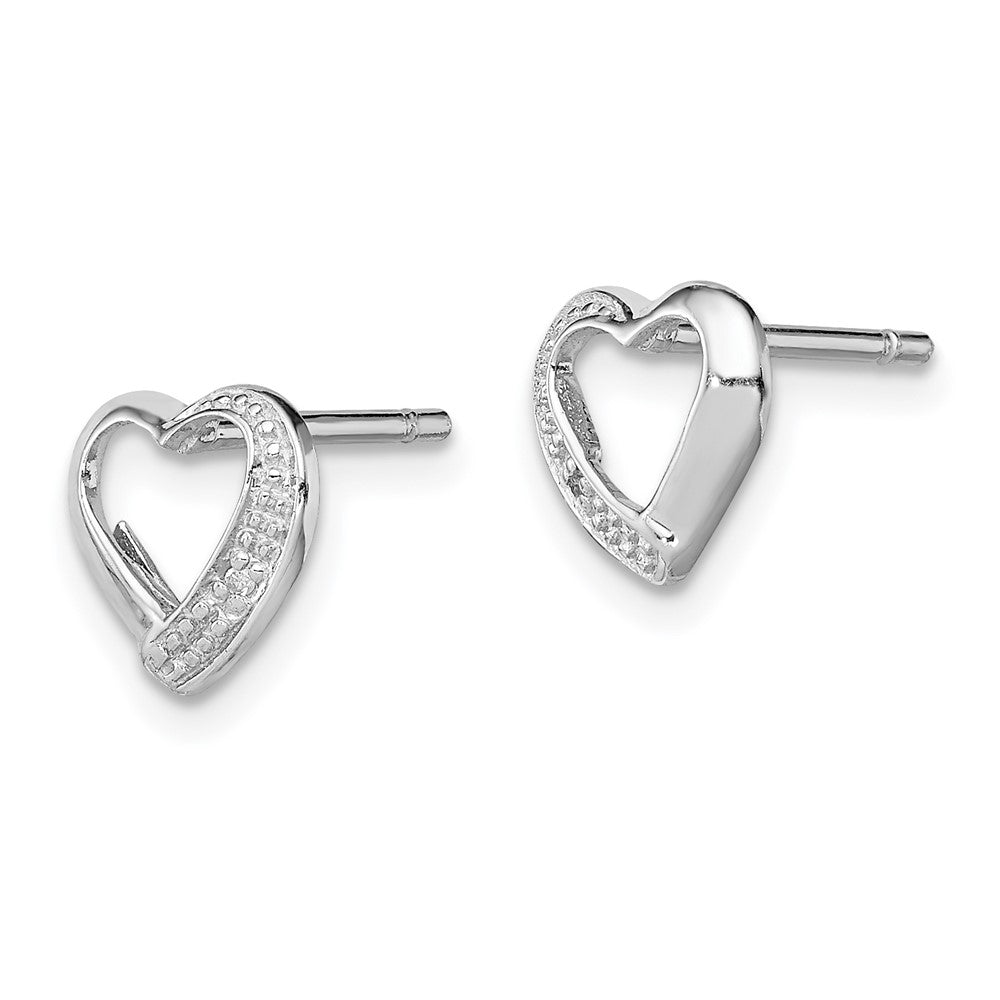 Sterlingsilber Rhodium Diamant Herz Ohrstecker