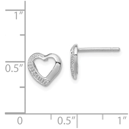 Sterlingsilber Rhodium Diamant Herz Ohrstecker