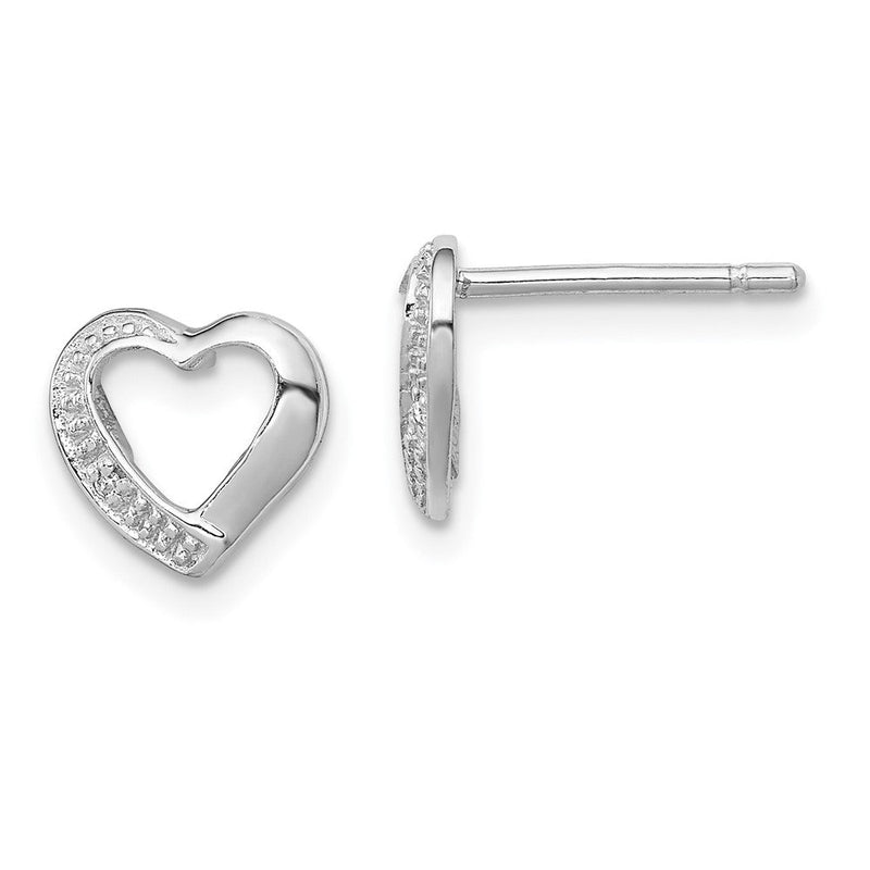 Sterlingsilber Rhodium Diamant Herz Ohrstecker