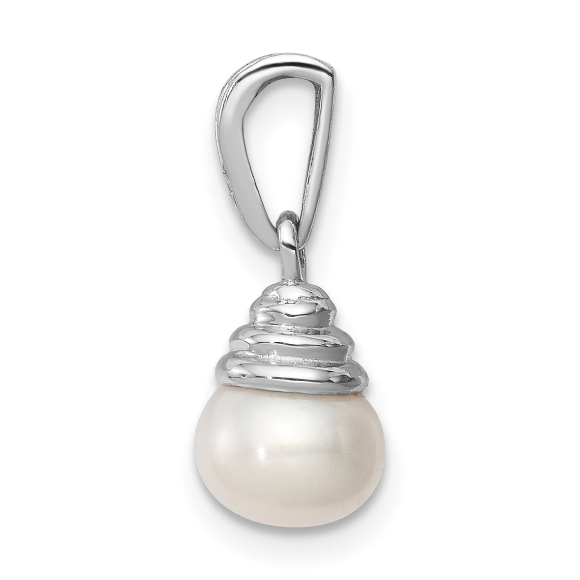 Sterlingsilber Rhodium 5-6mm Fw Zuchtperle & Diamant Anhänger