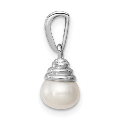 Sterlingsilber Rhodium 5-6mm Fw Zuchtperle & Diamant Anhänger