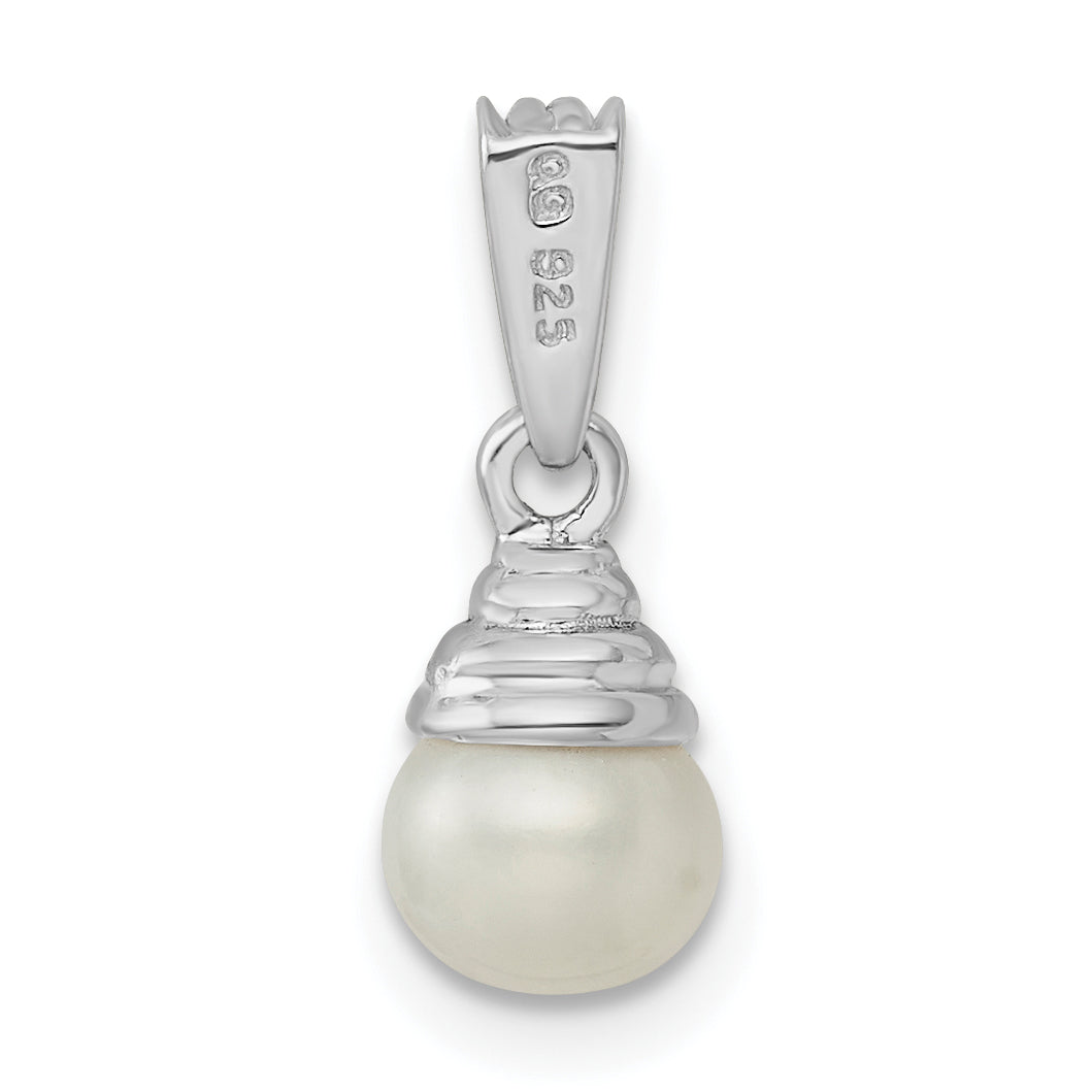 Sterlingsilber Rhodium 5-6mm Fw Zuchtperle & Diamant Anhänger
