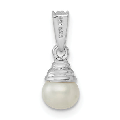 Sterlingsilber Rhodium 5-6mm Fw Zuchtperle & Diamant Anhänger