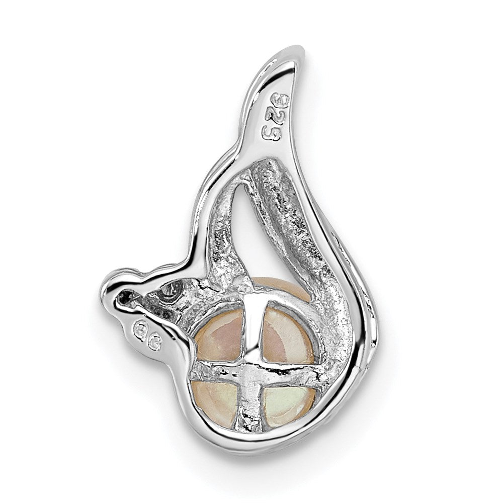 Sterlingsilber Rhodium 6mm Fw Zuchtperle & Diamant Kette Anhänger