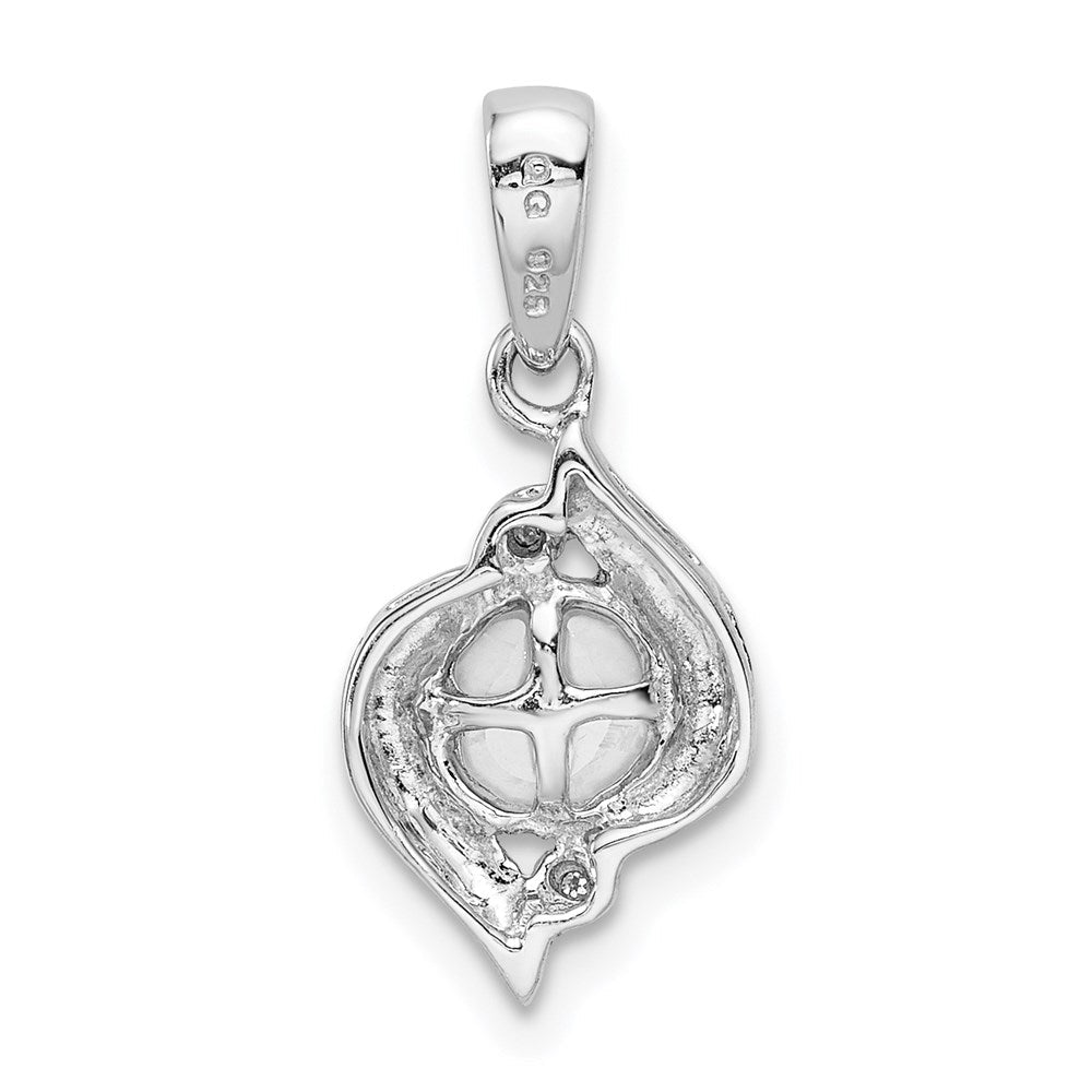 Sterlingsilber Rhodium 6mm Fw Zuchtperle & Diamant Anhänger