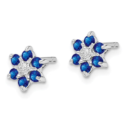 Sterlingsilber Rhodium Saphir & Diamant Ohrstecker