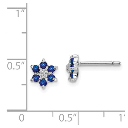 Sterlingsilber Rhodium Saphir & Diamant Ohrstecker