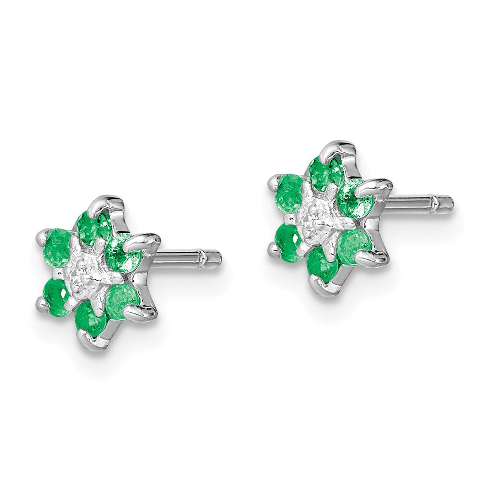 Sterlingsilber Rhodium Smaragd & Diamant Ohrstecker