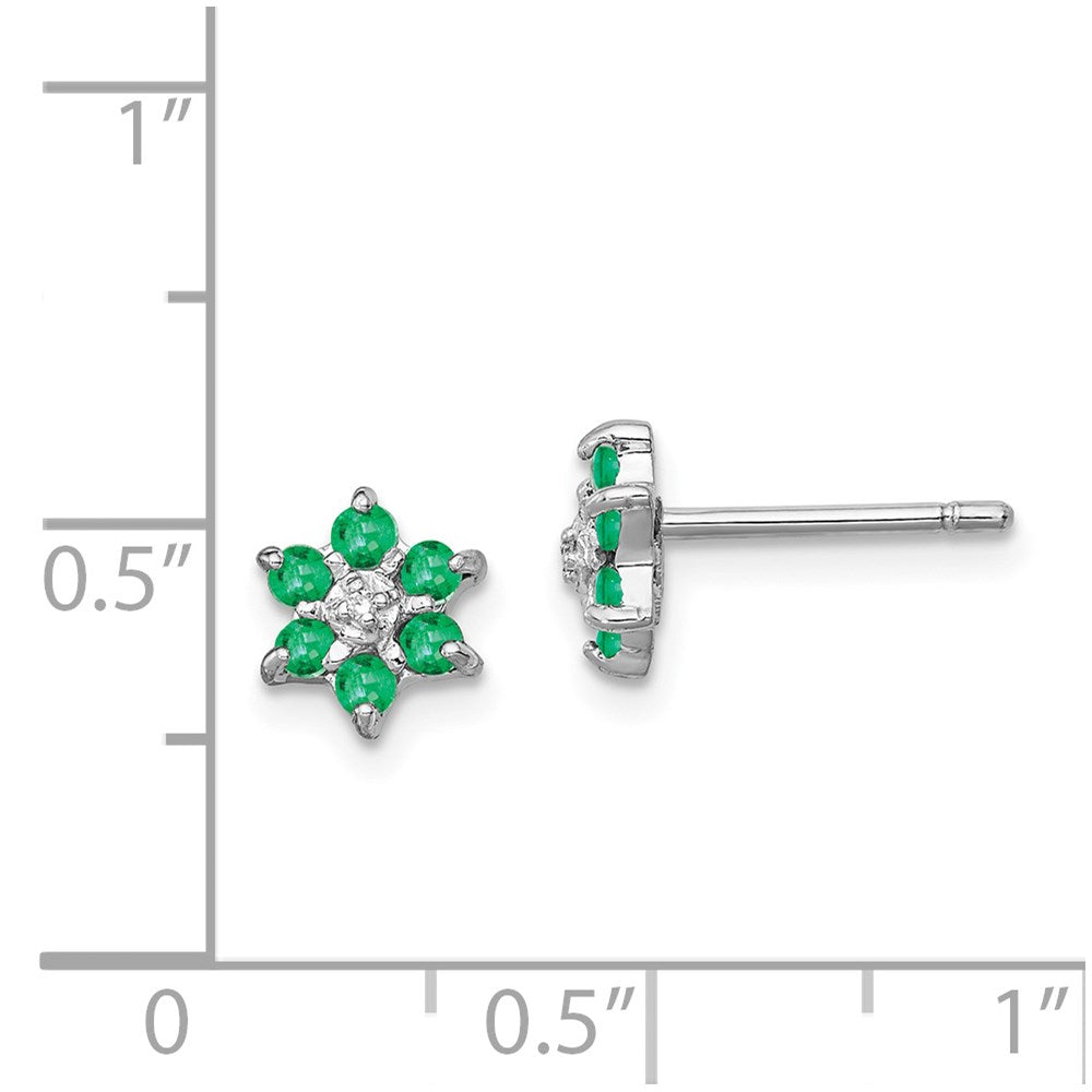 Sterlingsilber Rhodium Smaragd & Diamant Ohrstecker
