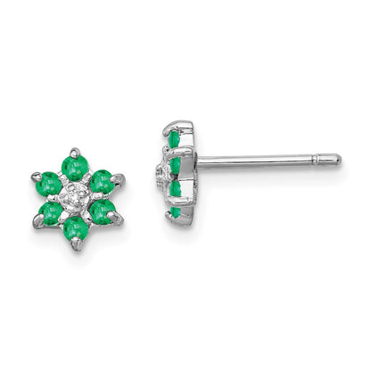 Sterlingsilber Rhodium Smaragd & Diamant Ohrstecker