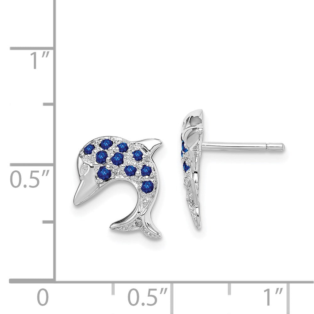 Sterlingsilber Rhodium Saphir & Diamant Delfin Ohrstecker