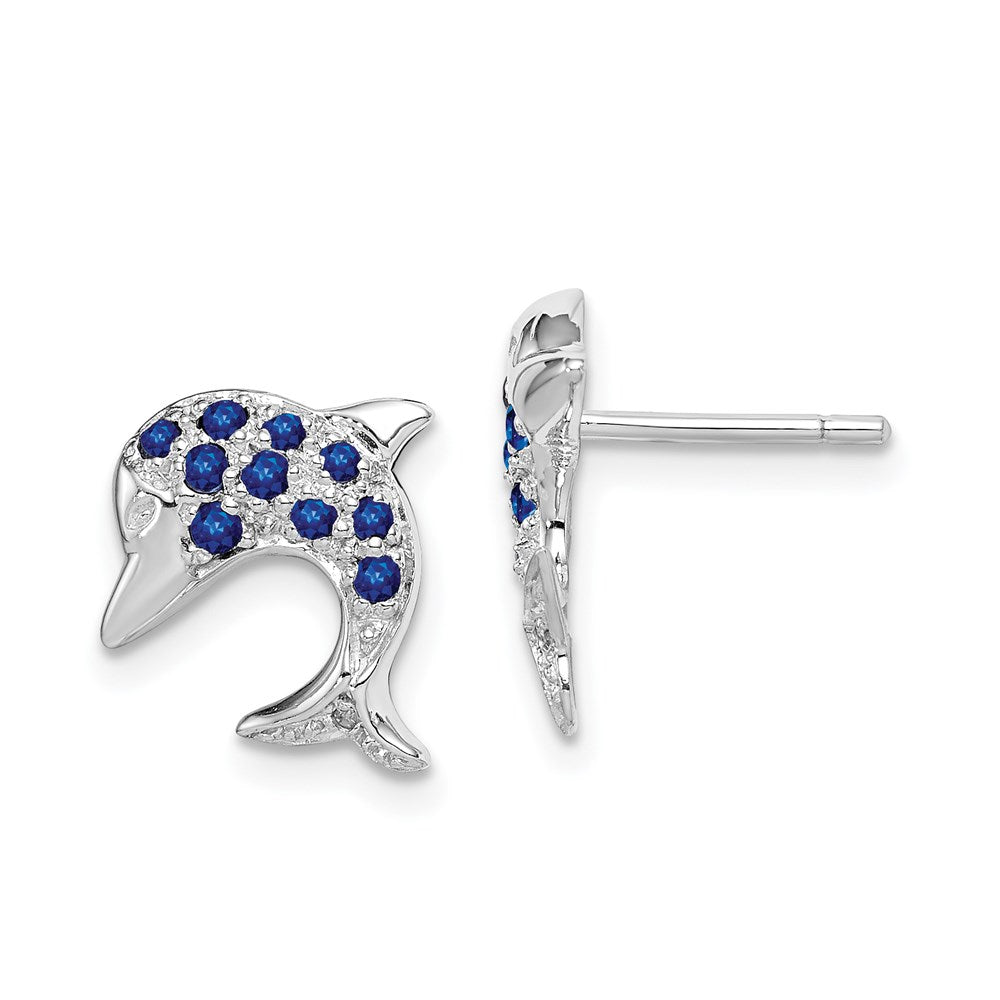 Sterlingsilber Rhodium Saphir & Diamant Delfin Ohrstecker