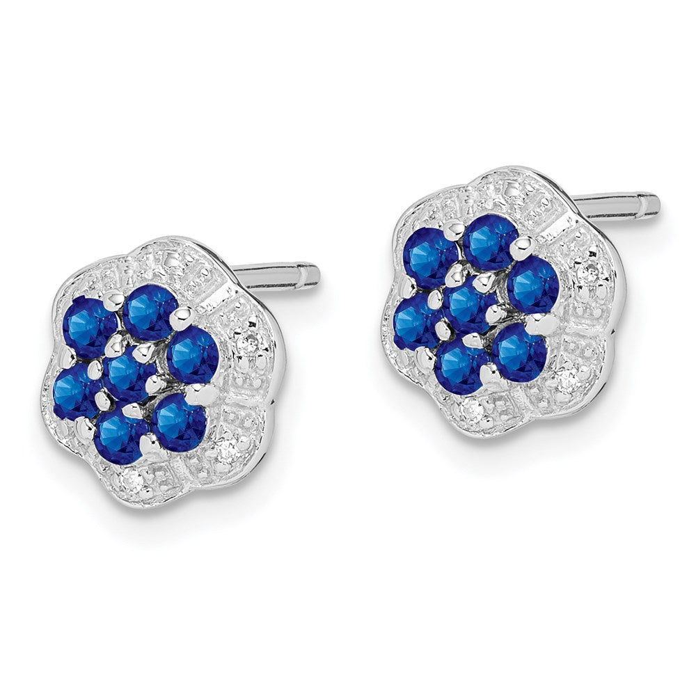 Sterlingsilber Rhodium Saphir & Diamant Ohrstecker