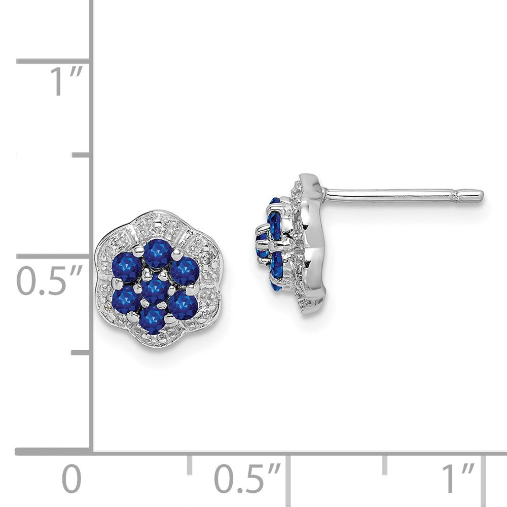 Sterlingsilber Rhodium Saphir & Diamant Ohrstecker