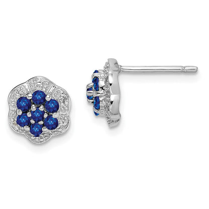 Sterlingsilber Rhodium Saphir & Diamant Ohrstecker