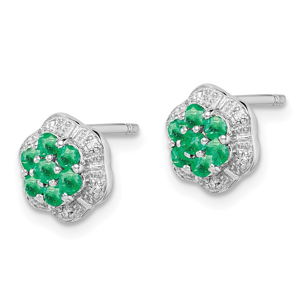 Sterlingsilber Rhodium Smaragd & Diamant Ohrstecker