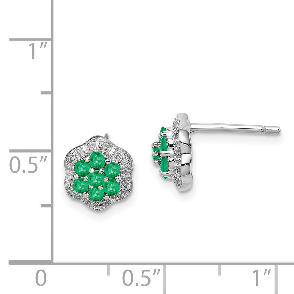 Sterlingsilber Rhodium Smaragd & Diamant Ohrstecker