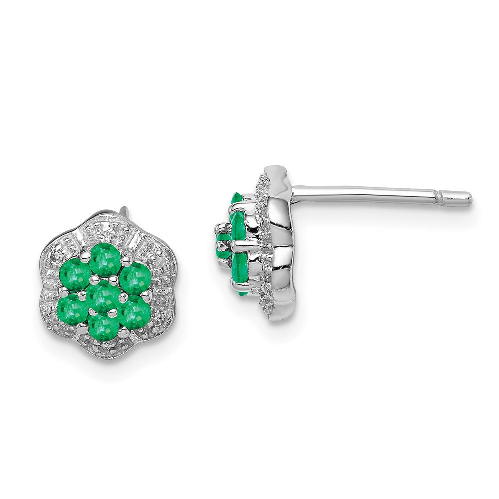 Sterlingsilber Rhodium Smaragd & Diamant Ohrstecker