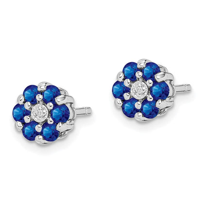 Sterlingsilber Rhodium Saphir & Diamant Ohrstecker