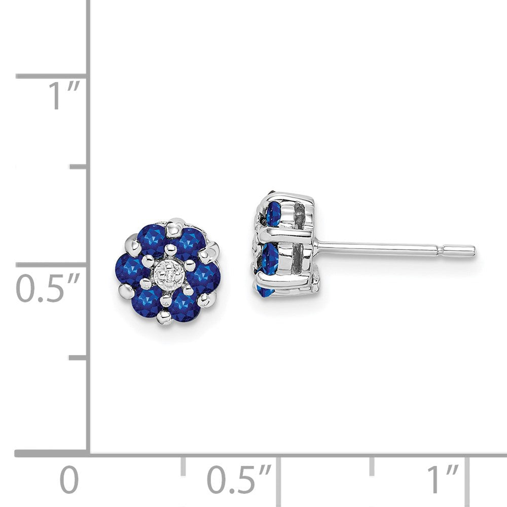 Sterlingsilber Rhodium Saphir & Diamant Ohrstecker