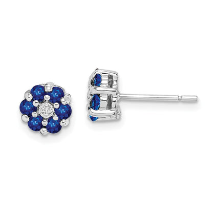 Sterlingsilber Rhodium Saphir & Diamant Ohrstecker