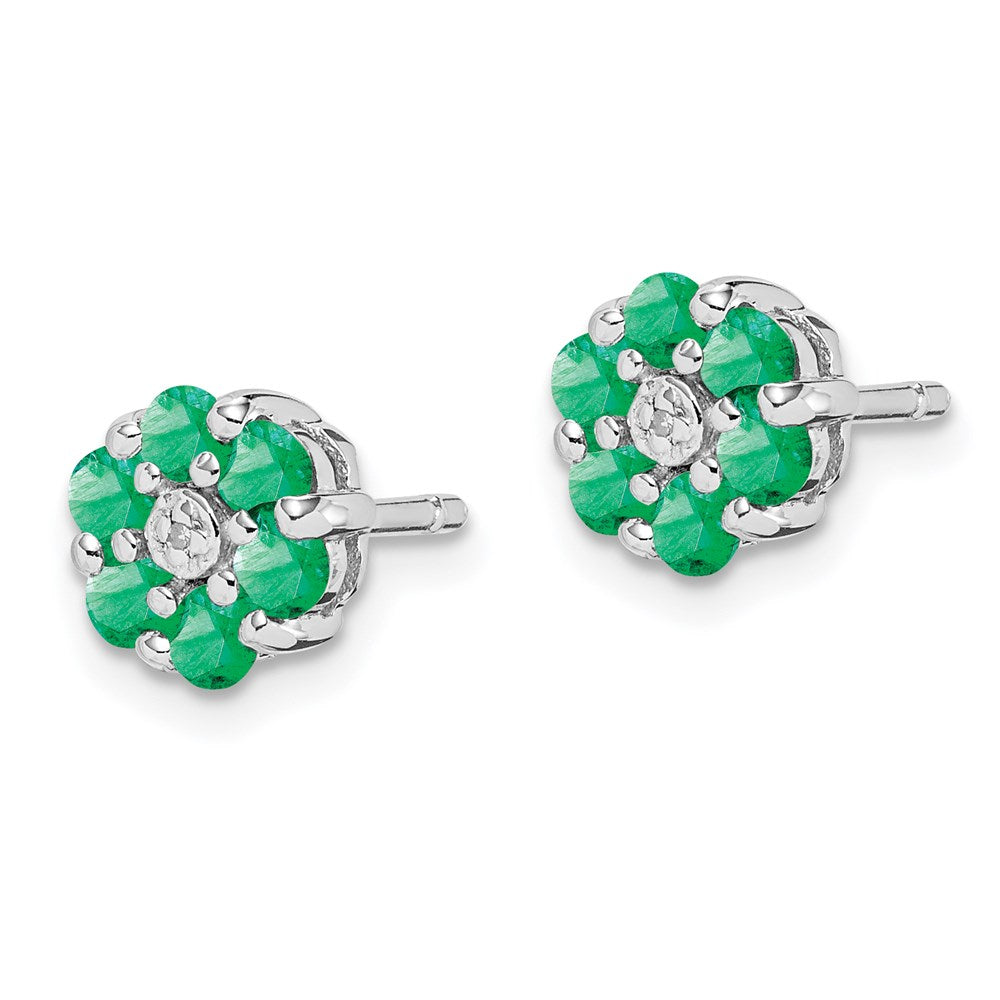 Sterlingsilber Rhodium Smaragd & Diamant Ohrstecker