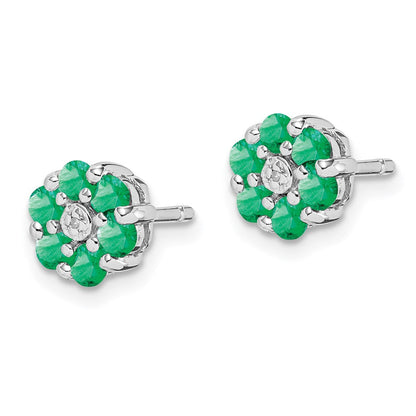 Sterlingsilber Rhodium Smaragd & Diamant Ohrstecker