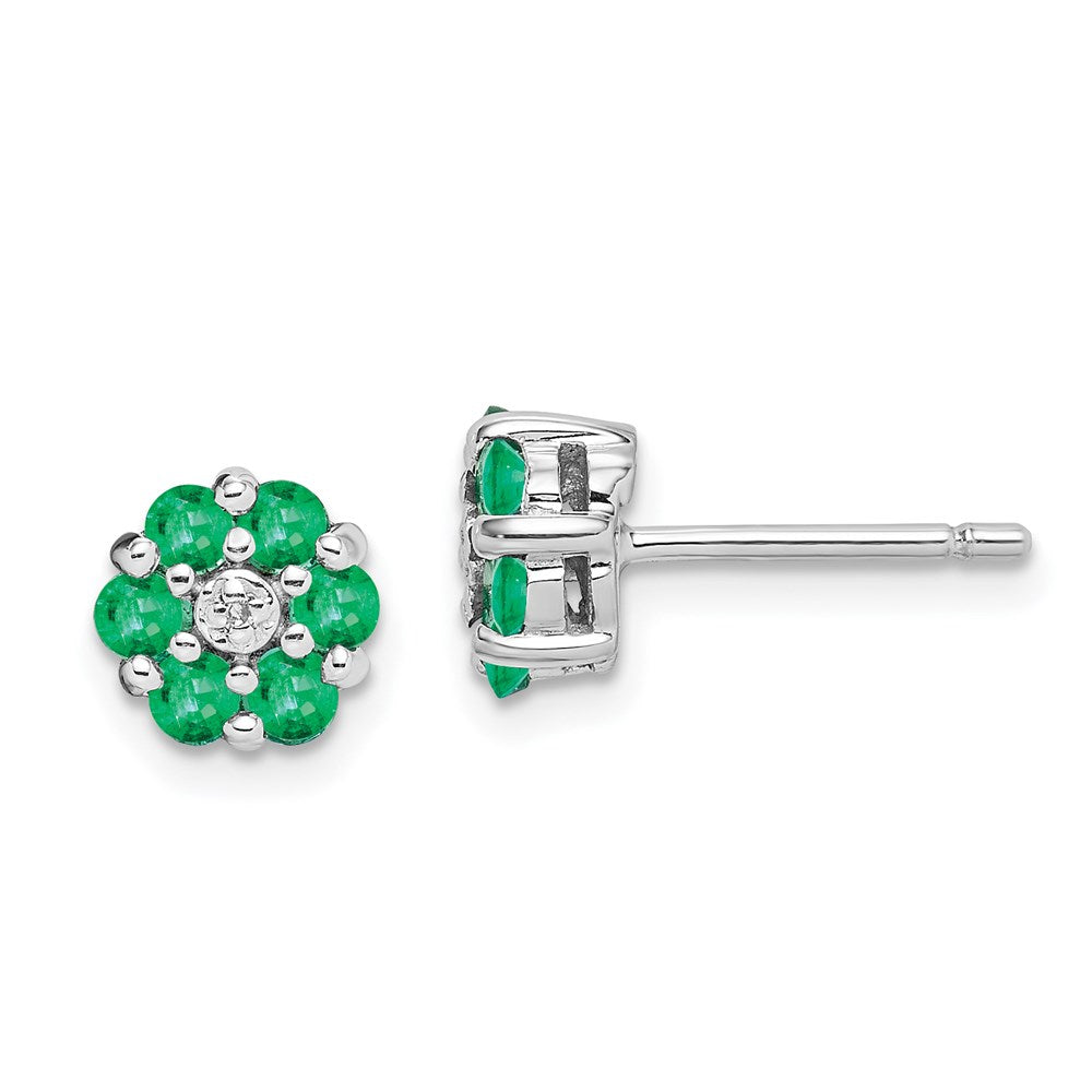 Sterlingsilber Rhodium Smaragd & Diamant Ohrstecker