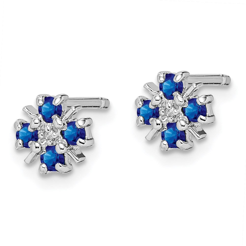 Sterlingsilber Rhodium Saphir & Diamant Ohrstecker