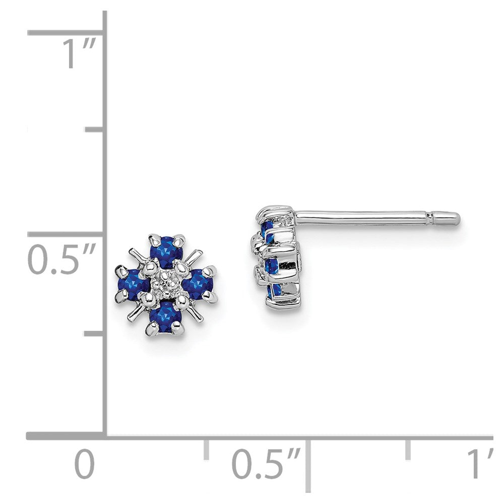 Sterlingsilber Rhodium Saphir & Diamant Ohrstecker