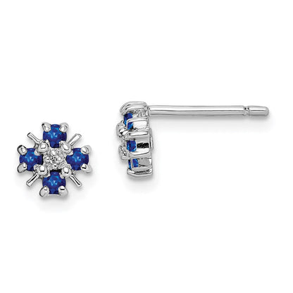 Sterlingsilber Rhodium Saphir & Diamant Ohrstecker