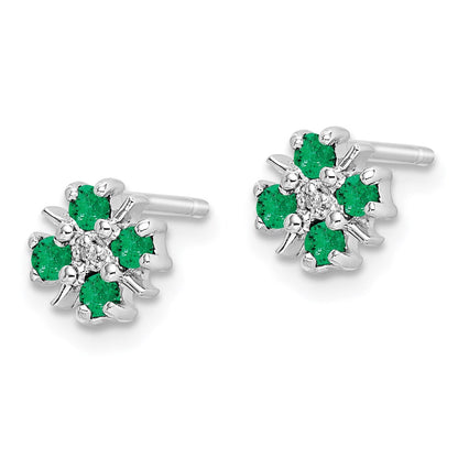 Sterlingsilber Rhodium Smaragd & Diamant Ohrstecker
