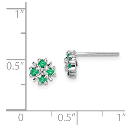 Sterlingsilber Rhodium Smaragd & Diamant Ohrstecker