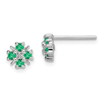 Sterlingsilber Rhodium Smaragd & Diamant Ohrstecker