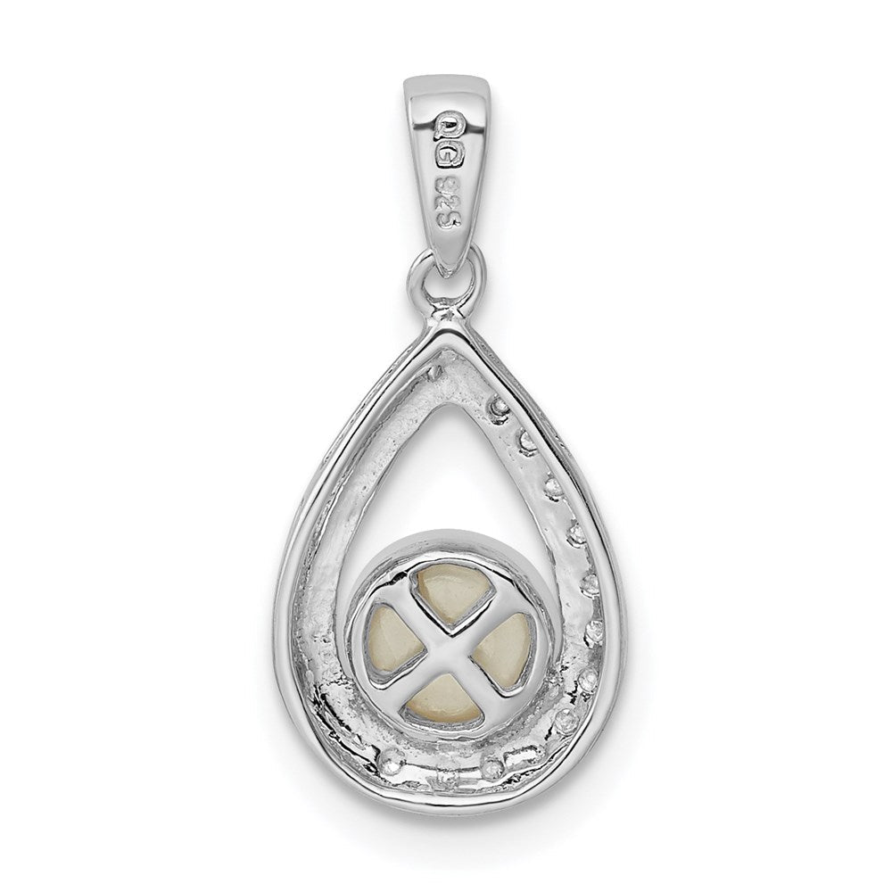 Sterlingsilber Rhodium Fw Zuchtperle & Diamant Anhänger