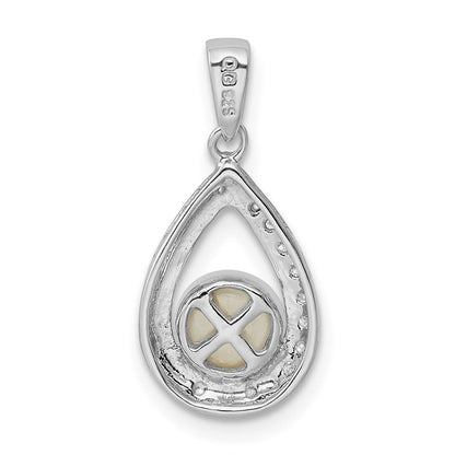Sterlingsilber Rhodium Fw Zuchtperle & Diamant Anhänger