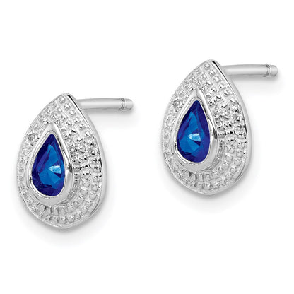 Sterlingsilber Rhodium Dunkel Saphir & Diamant Ohrstecker