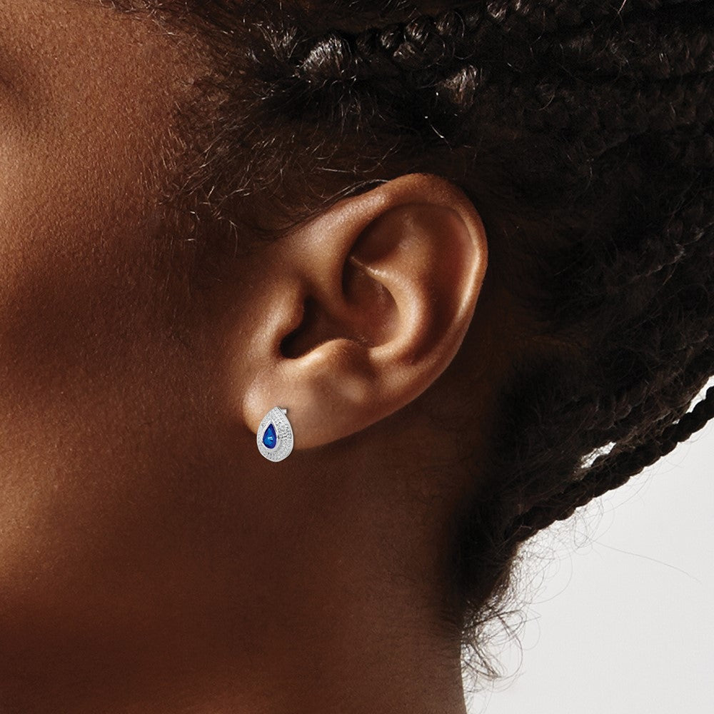 Sterlingsilber Rhodium Dunkel Saphir & Diamant Ohrstecker