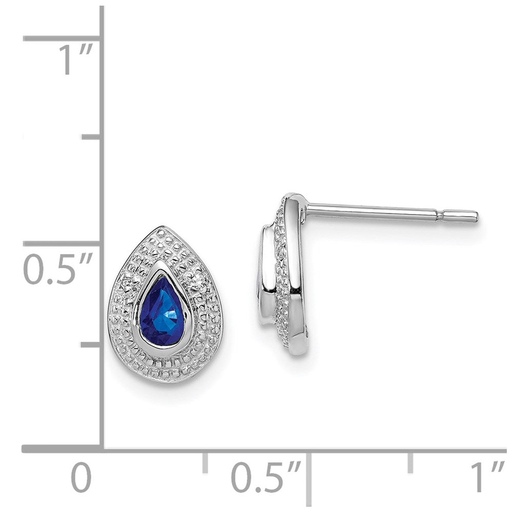 Sterlingsilber Rhodium Dunkel Saphir & Diamant Ohrstecker