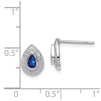 Sterlingsilber Rhodium Dunkel Saphir & Diamant Ohrstecker