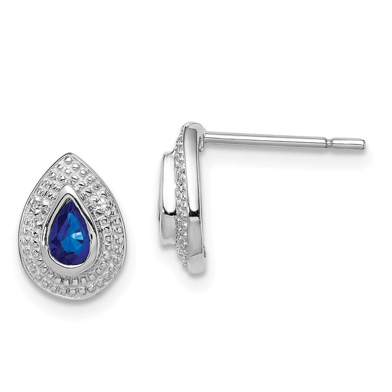 Sterlingsilber Rhodium Dunkel Saphir & Diamant Ohrstecker