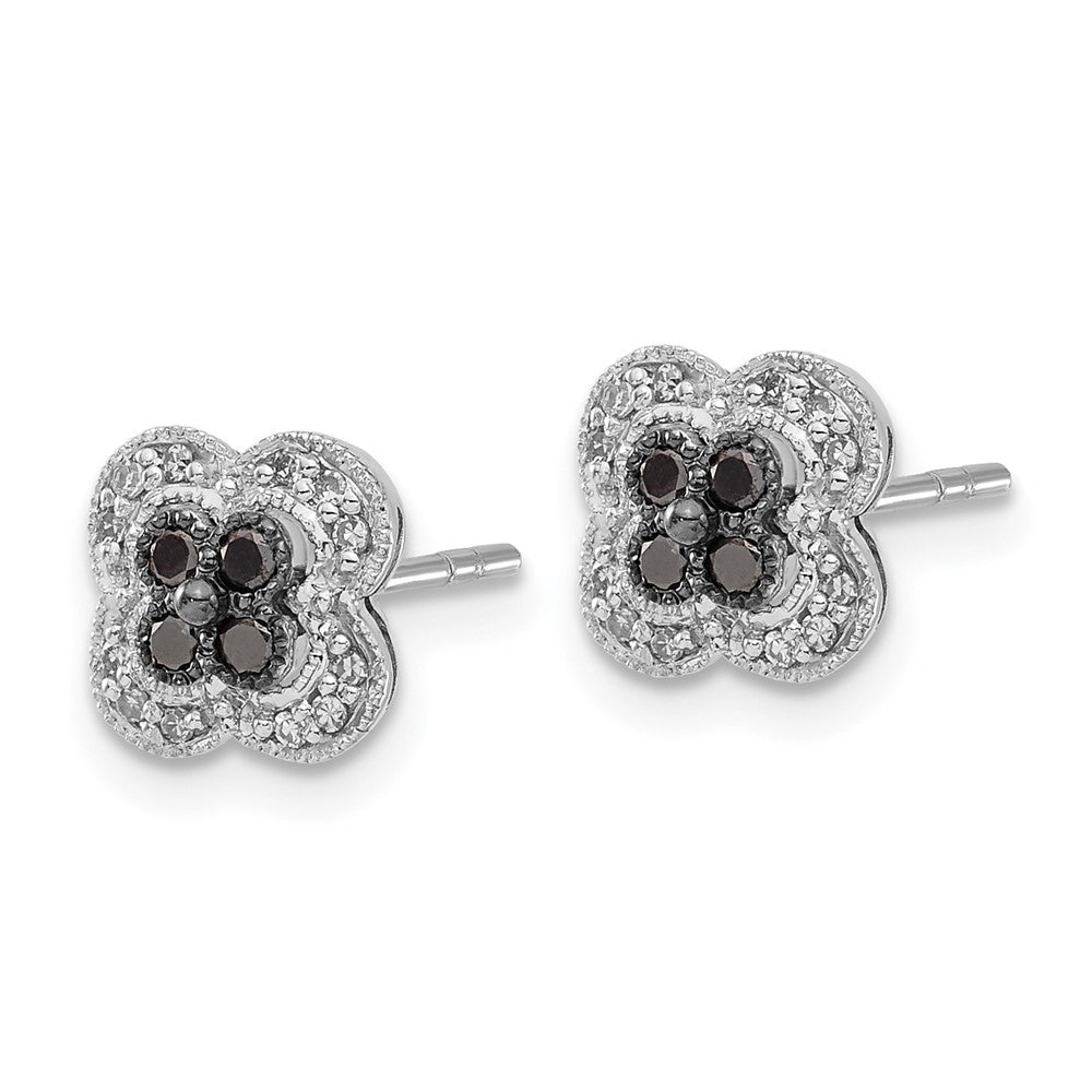 Sterlingsilber Schwarz & Weiß Diamant Ohrringe