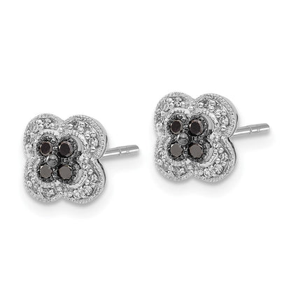 Sterlingsilber Schwarz & Weiß Diamant Ohrringe