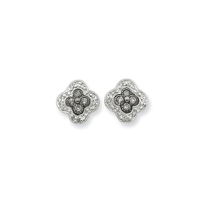 Sterlingsilber Schwarz & Weiß Diamant Ohrringe