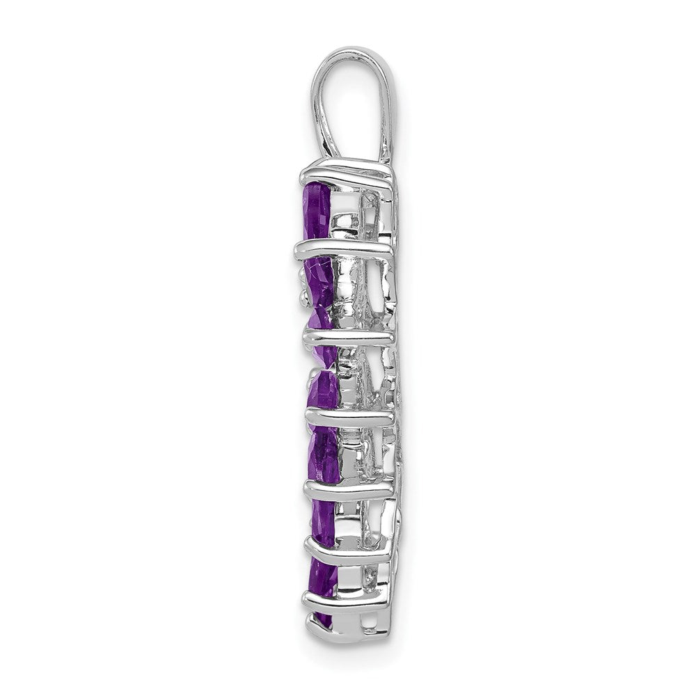 Sterlingsilber Rhodiniert Marquise Amethyst Herz Anhänger