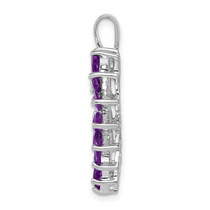 Sterlingsilber Rhodiniert Marquise Amethyst Herz Anhänger