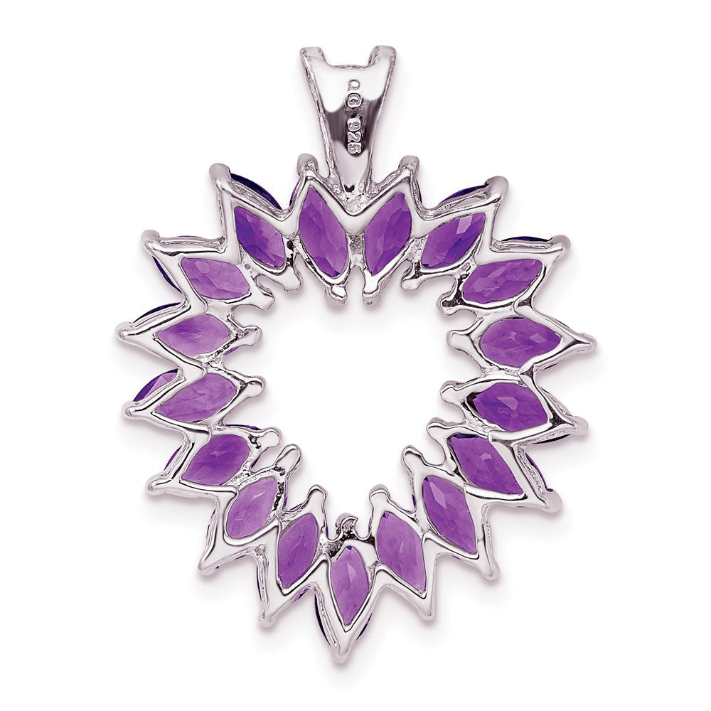 Sterlingsilber Rhodiniert Marquise Amethyst Herz Anhänger