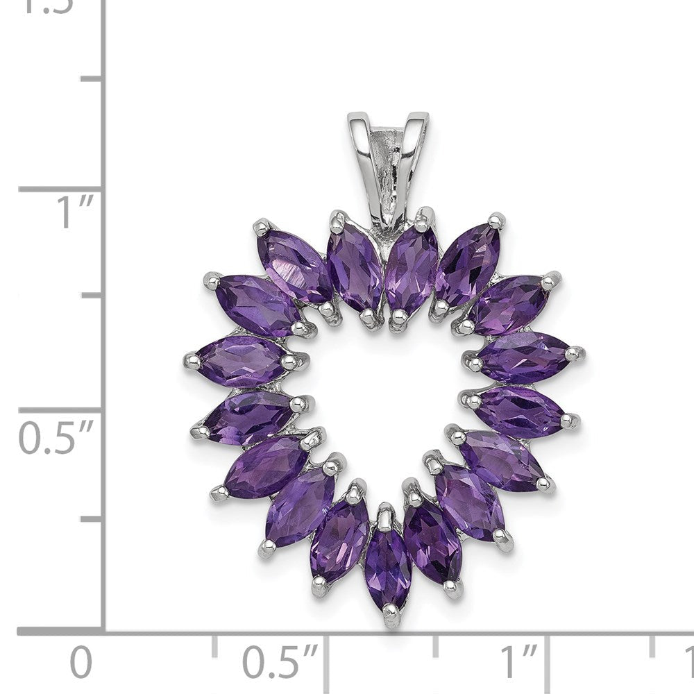Sterlingsilber Rhodiniert Marquise Amethyst Herz Anhänger